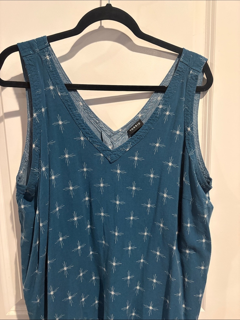 Torrid Challis Teal Starburst V-Neck Tank Top